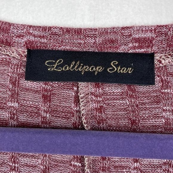 Lollipop Star Size M Burgundy Ribbed Lightweight Knit Long Sleeve V Neck Dress - Picture 5 of 9